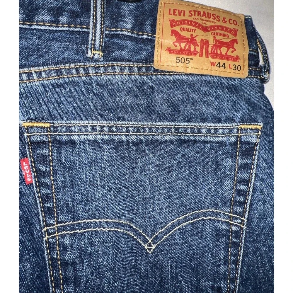 Levi's 505‎ Men’s Straight Fit Jeans 44X30 Medium Blue Denim